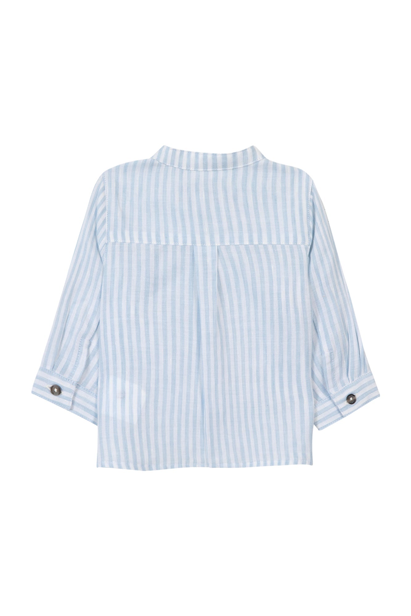 Baby Carnet De Voyage shirt in mixed linen - Sky Blue