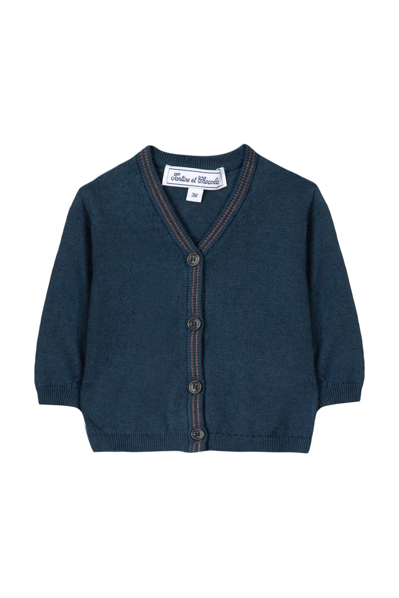 Baby Explorateur linen cardigan - Inky Blue