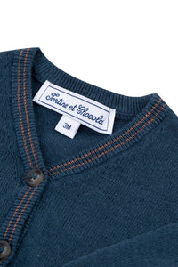 Baby Explorateur linen cardigan - Inky Blue