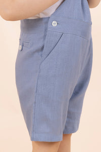 Baby Carnet De Voyage overalls in linen - Cobalt