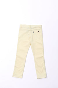 Pantalon droit uni en coton - Jaune pâle
