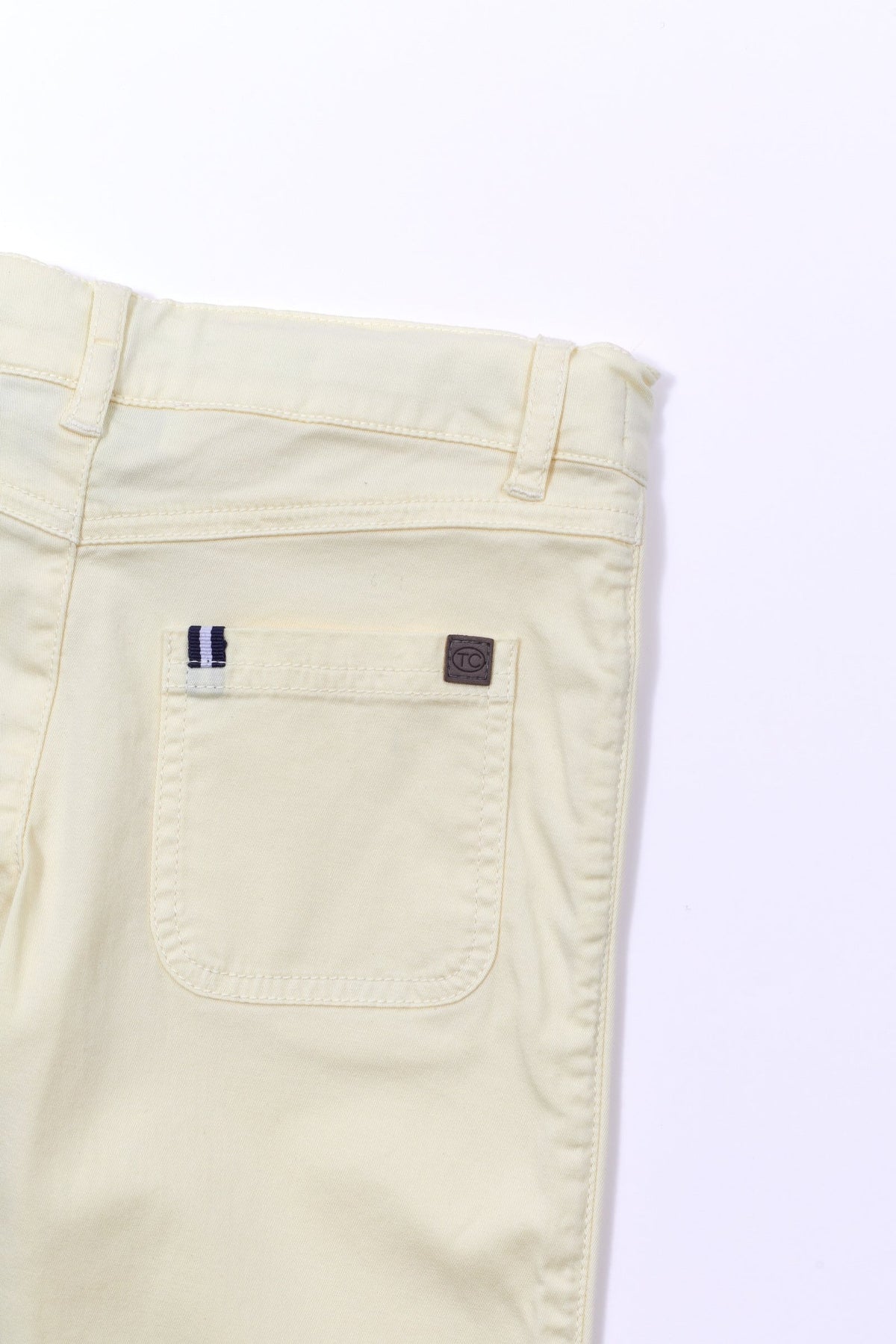 Pantalon droit uni en coton - Jaune pâle