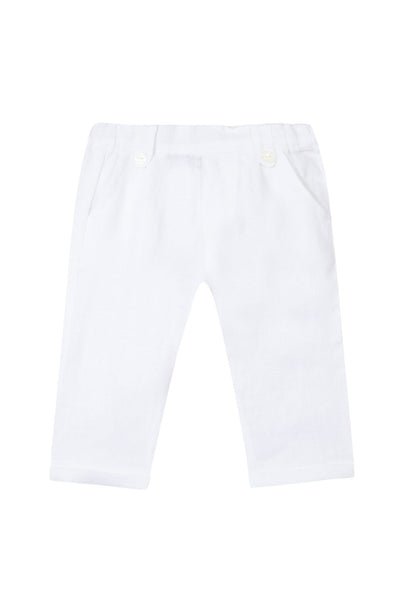 Pantalon Cérémonie à ourlets en lin - Blanc