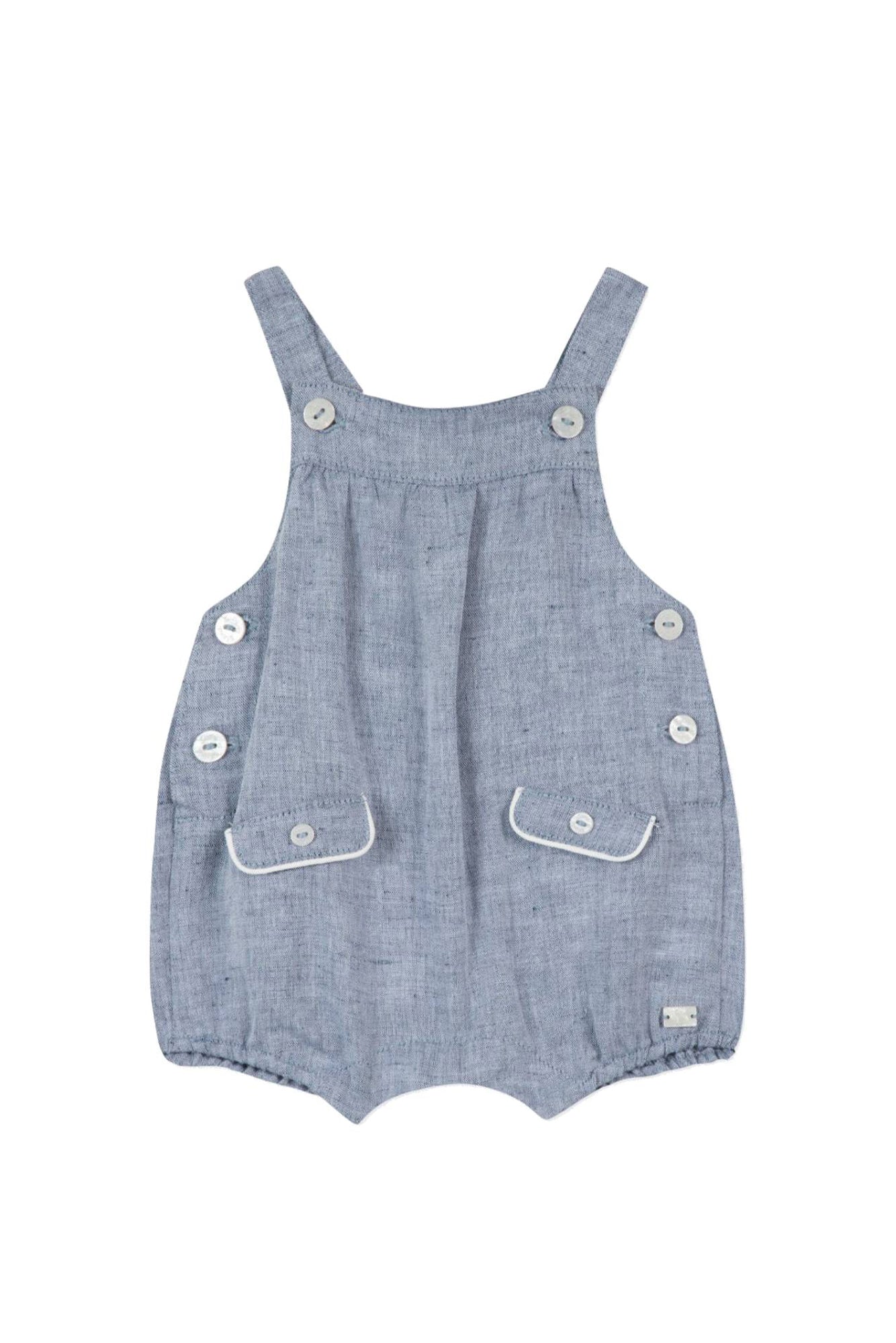 Premier Trousseau dungarees in mixed linen - Grey Blue
