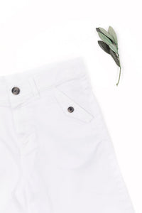 Short à poches boutonnées en coton - Blanc