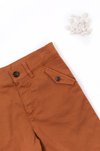 Bermuda chino à poches boutonnées en coton - Terracotta