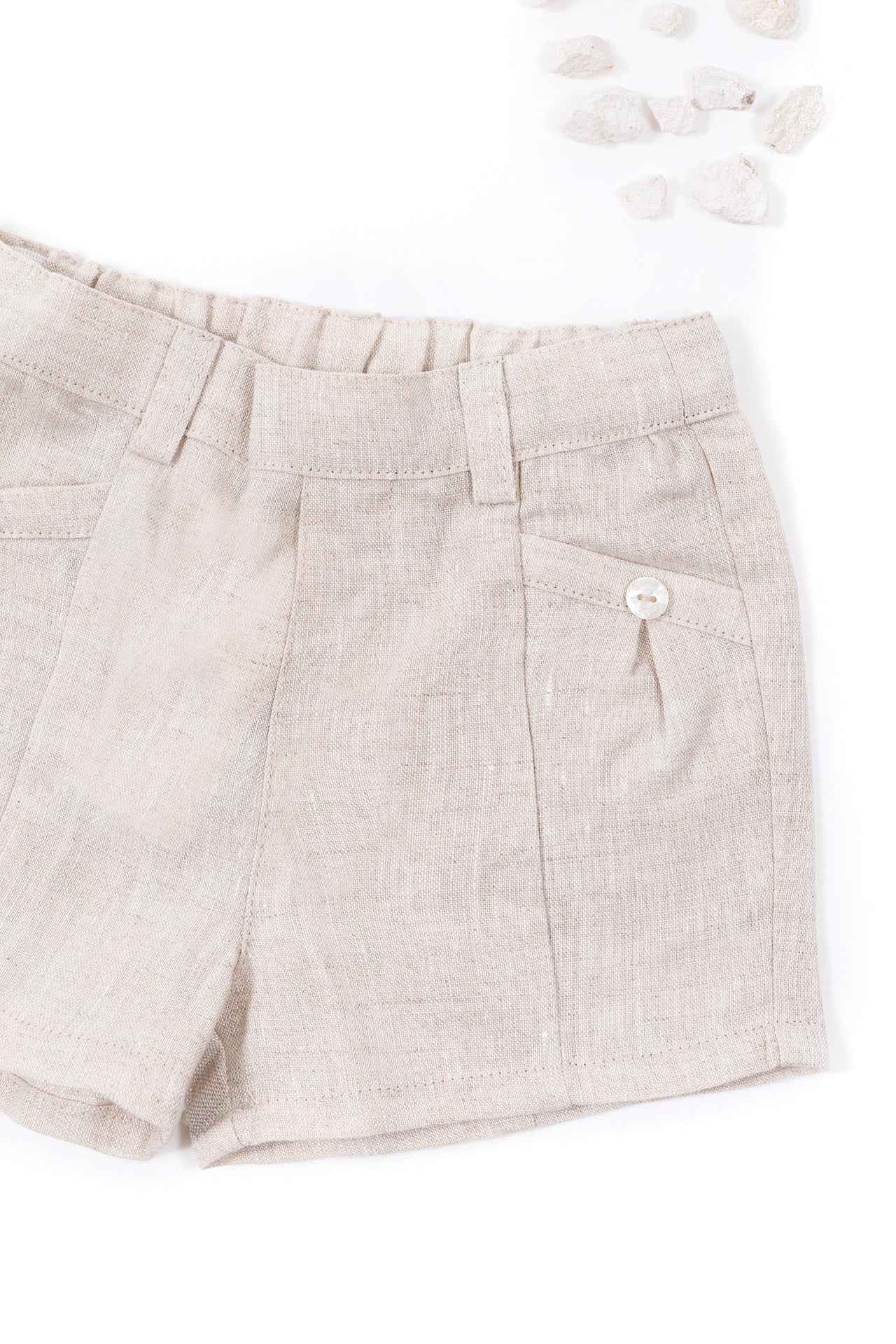 Baby Ceremonie shorts in linen - Beige Chiné
