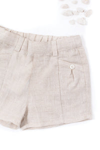 Beige Chine / Short Baby Ceremonie En Lin - Beige Chiné