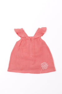 Jardin d'éte linen baby dress - Medium pink