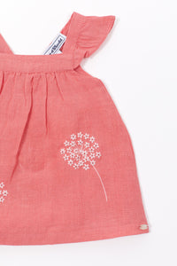 Jardin d'éte linen baby dress - Medium pink