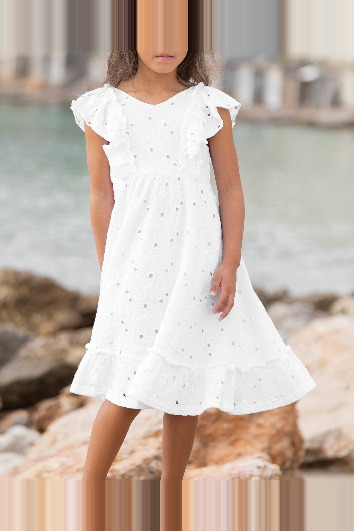 Robe un air de campagne en coton - Blanc
