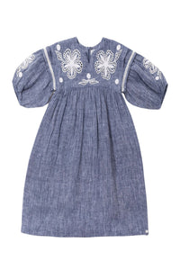 Robe Un Air De Campagne en lin - Bleu Orage