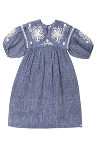 Robe Un Air De Campagne en lin - Bleu Orage