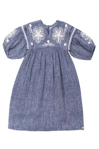 Robe Un Air De Campagne en lin - Bleu Orage