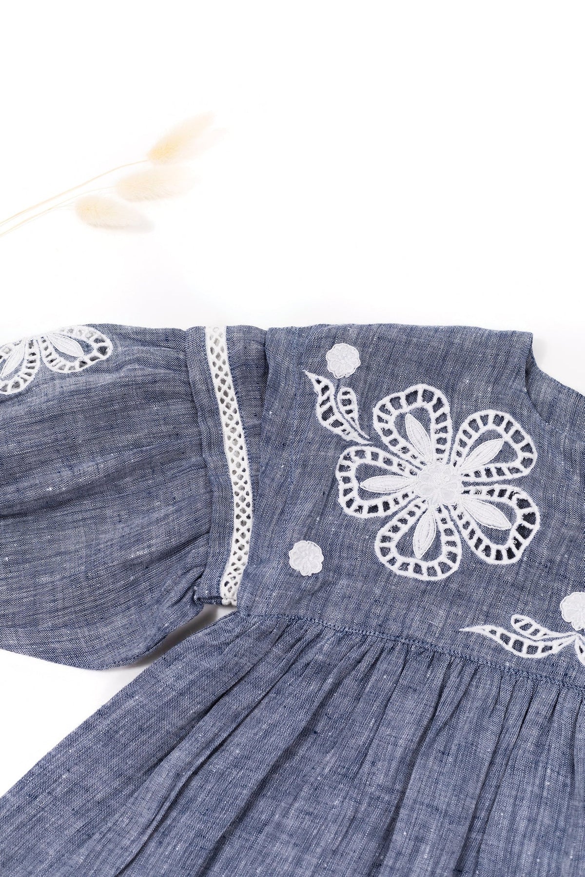 Robe un air de campagne en lin - Bleu orage