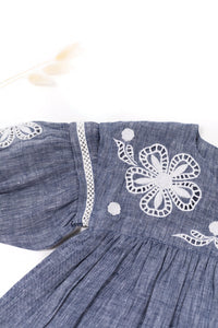 Robe Un Air De Campagne en lin - Bleu Orage