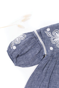 Robe Un Air De Campagne en lin - Bleu Orage