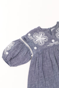 Robe Un Air De Campagne en lin - Bleu Orage