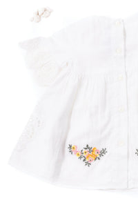 Robe reves poetiques en coton - Blanc