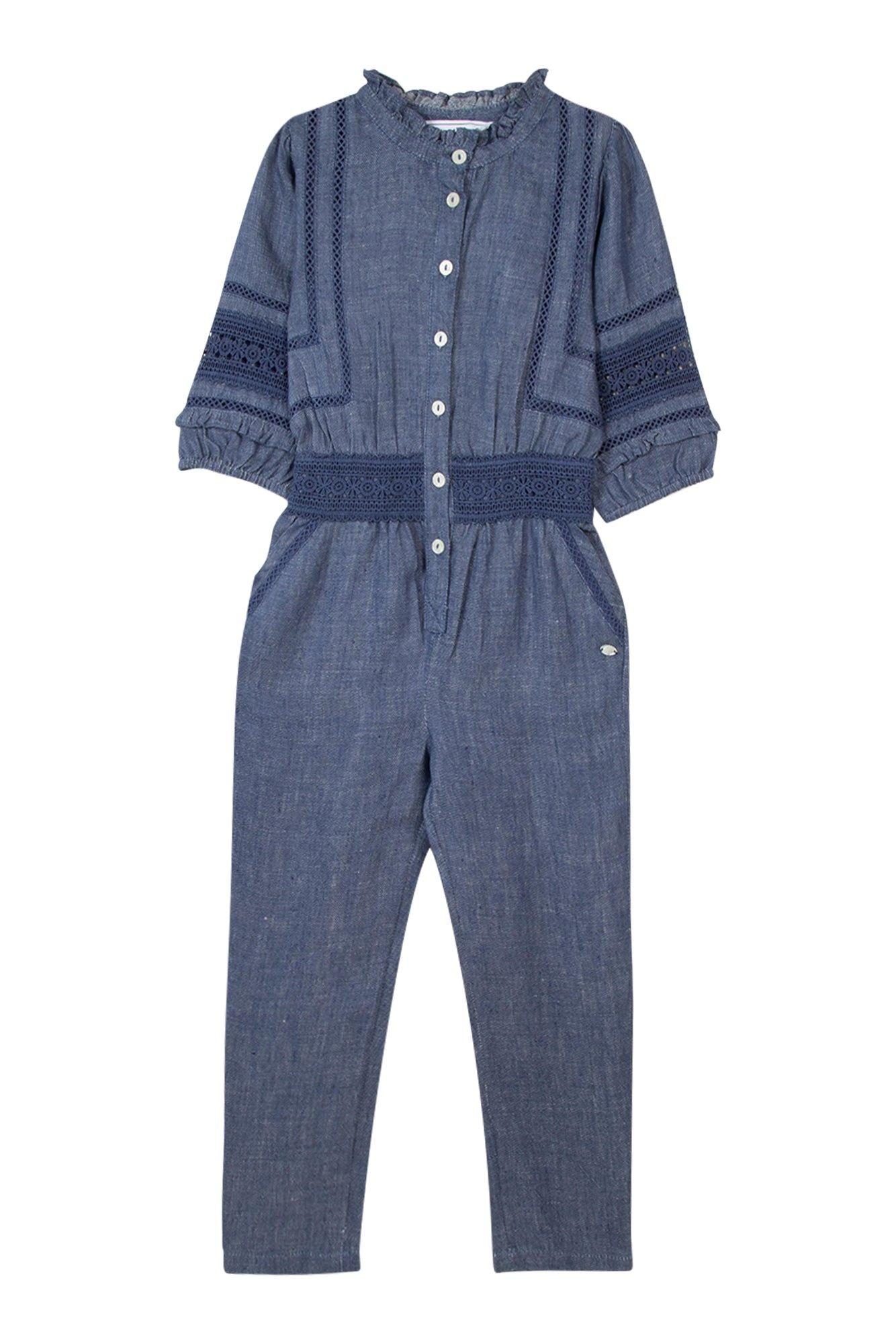 Jardin d'éte long jumpsuit in linen - Indigo