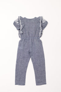 Un Air De Campagne long jumpsuit in linen - Bleu Orage