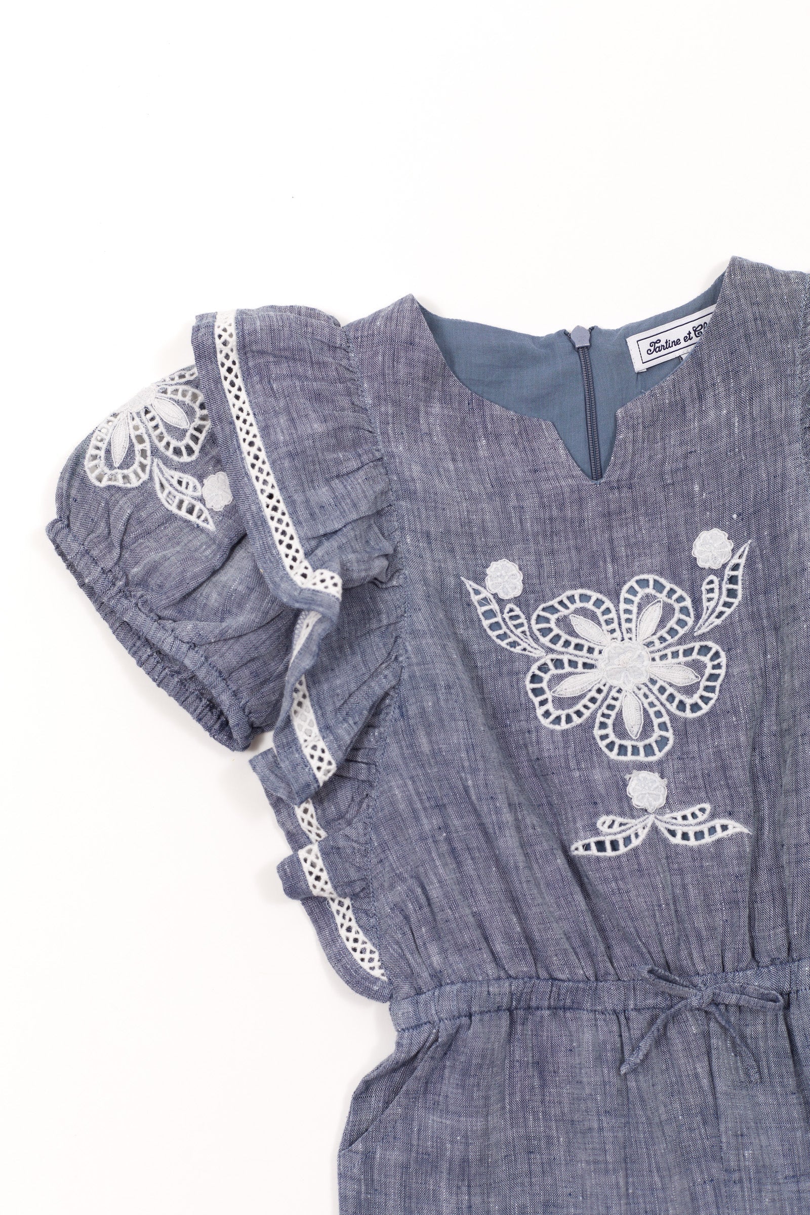 Un Air De Campagne long jumpsuit in linen - Bleu Orage