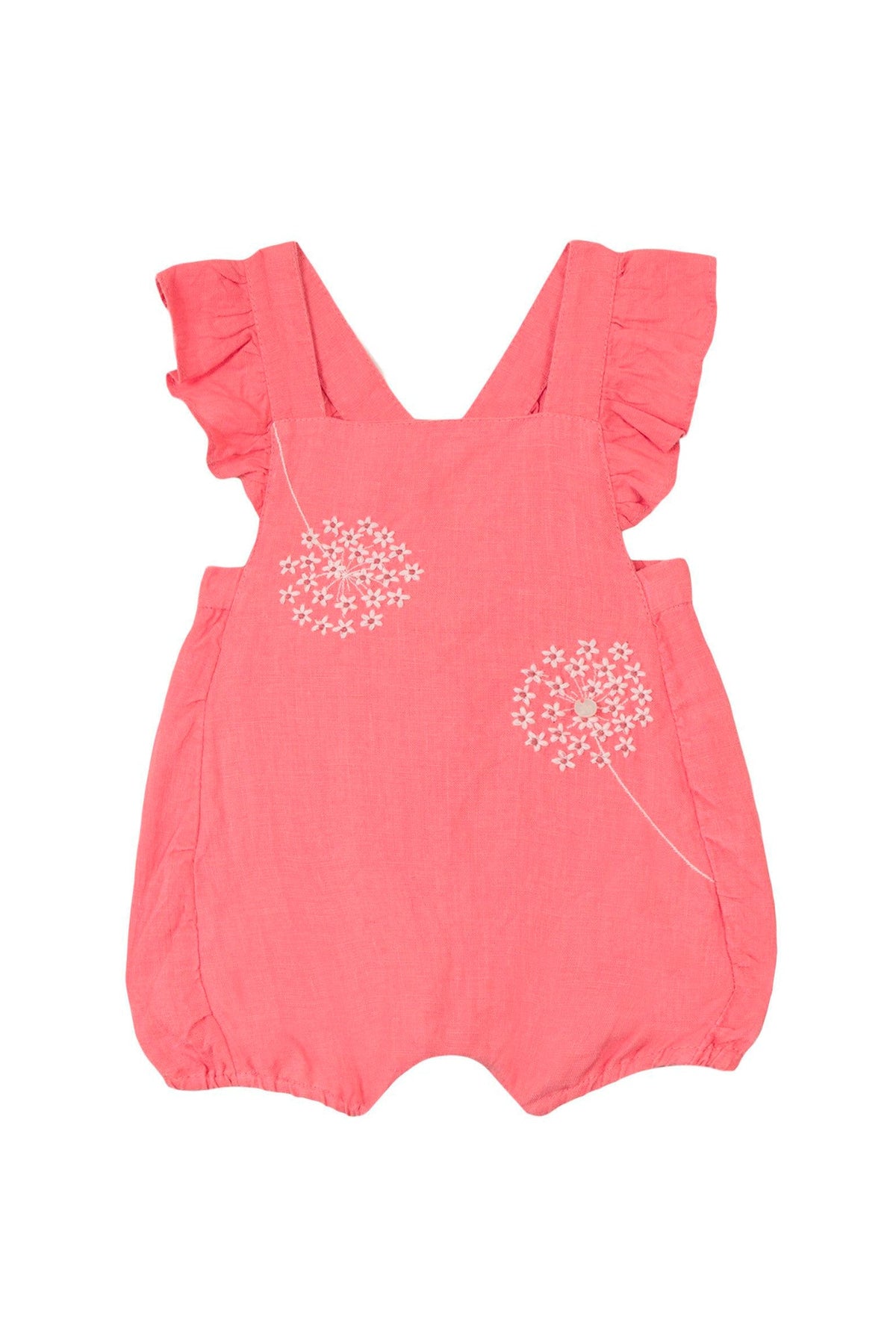 Combinaison courte Baby Jardin d'éte en lin - Rose Moyen