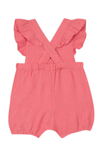 Baby Jardin d'éte short jumpsuit in linen - Medium Pink