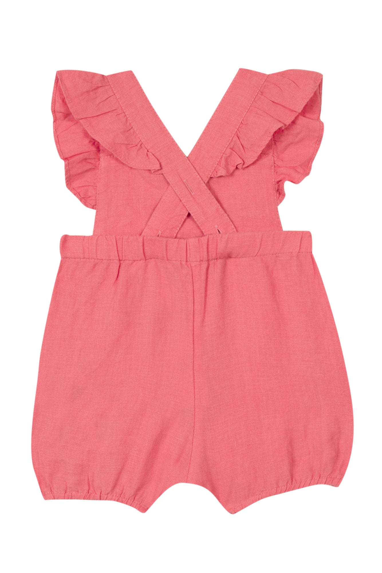Baby Jardin d'éte short jumpsuit in linen - Medium Pink