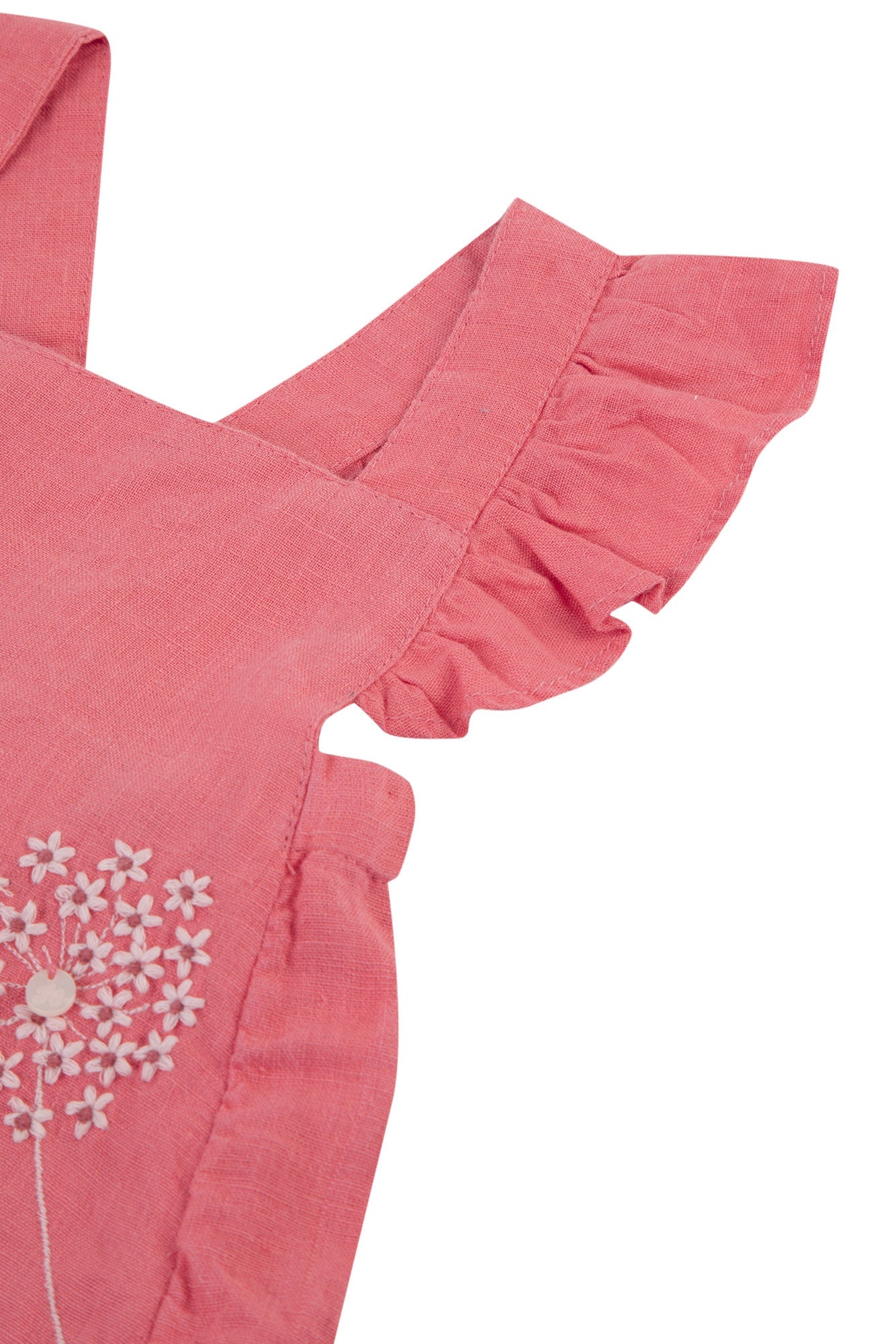 Baby Jardin d'éte short jumpsuit in linen - Medium Pink