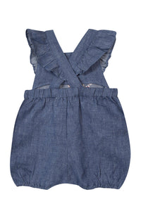 Indigo / Combinaison Courte Baby Jardin D'Éte En Lin - Indigo