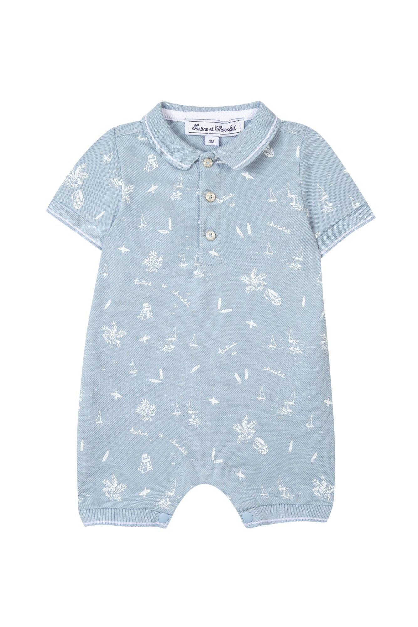 Combinaison courte Baby Carnet De Voyage - Denim Lave