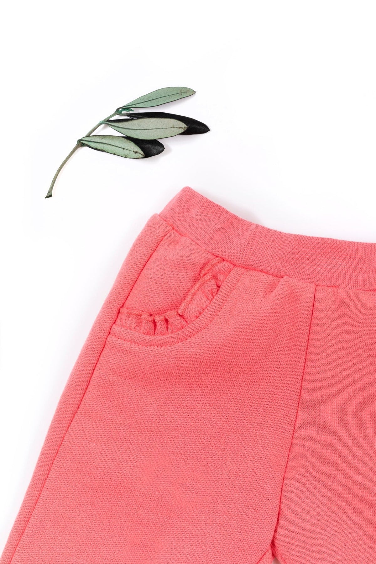Ensemble sweat à volants et pantalon en coton - Corail