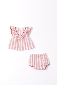 Baby Parfum Bucolique set in linen mix - Poppy