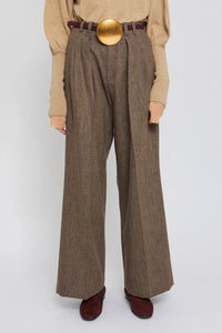 Pantalon Twister coupe large en laine - Brown