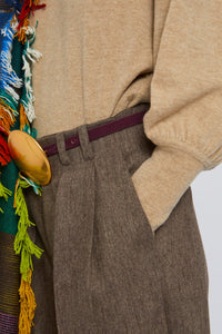 Pantalon Twister coupe large en laine - Brown