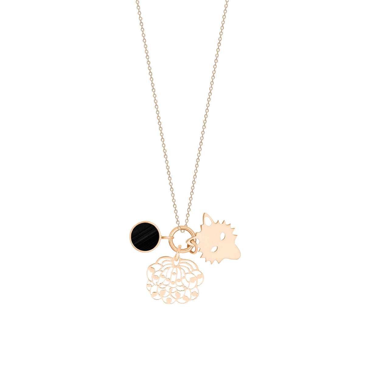 Twenty necklace in 18-carat rose gold and onyx - Black