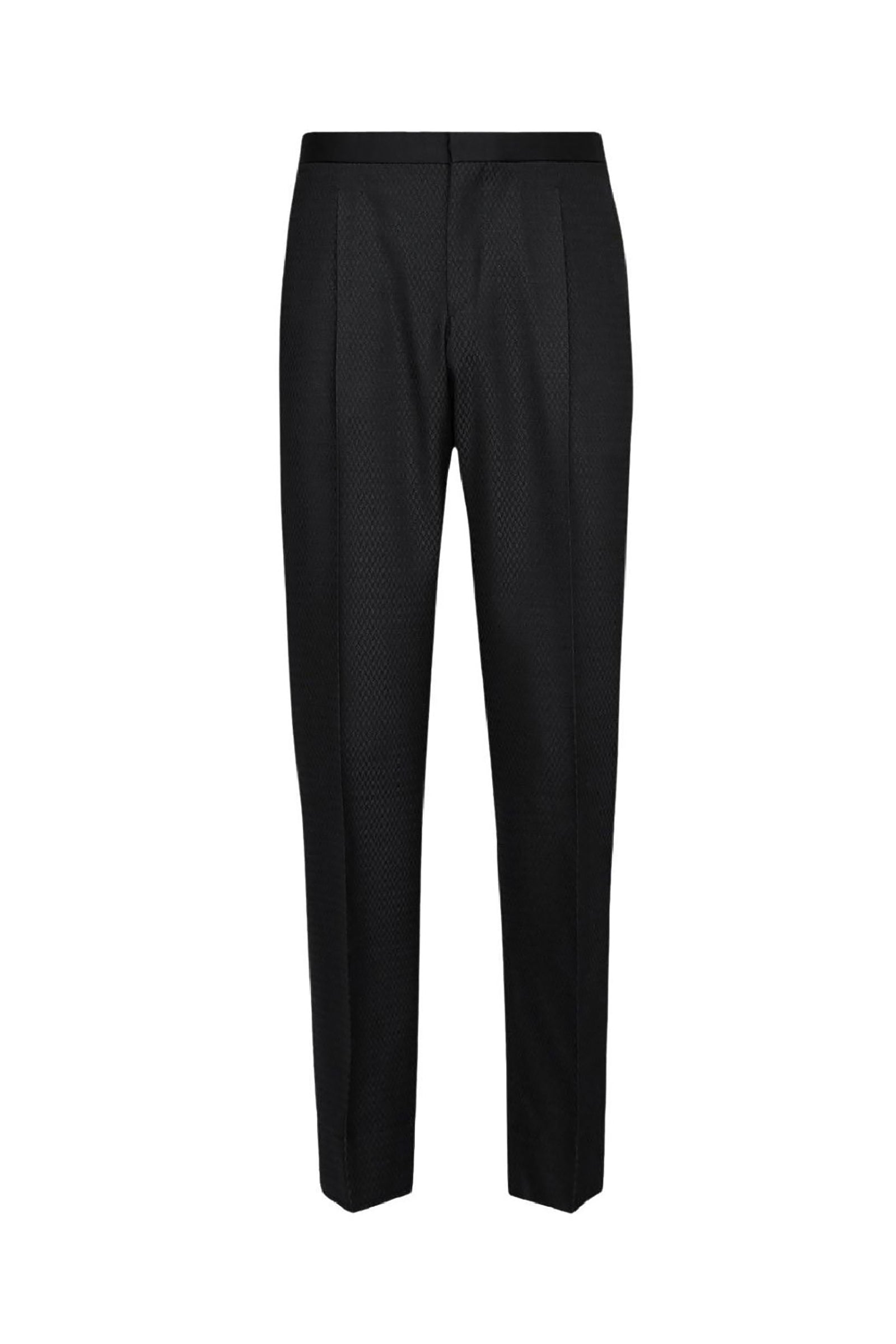 Pantalon de costume tissé en laine - Noir & Beige