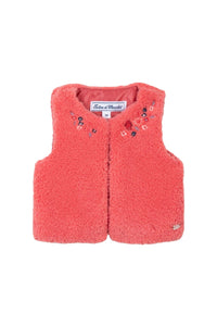 Gilet à fourrure Preppy hivernal - Corail