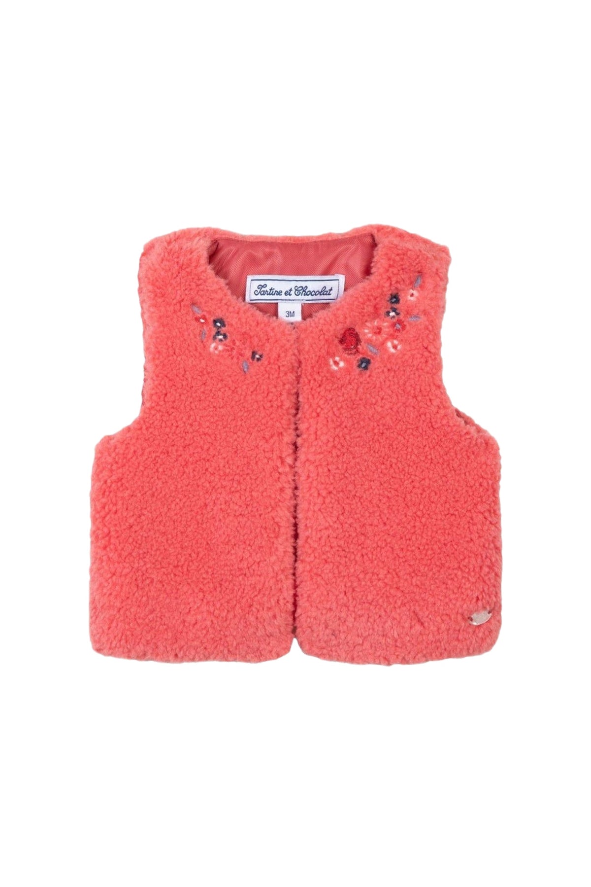 Gilet à fourrure Preppy hivernal - Corail
