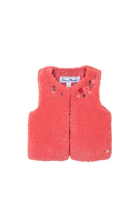 Gilet à fourrure Preppy hivernal - Corail