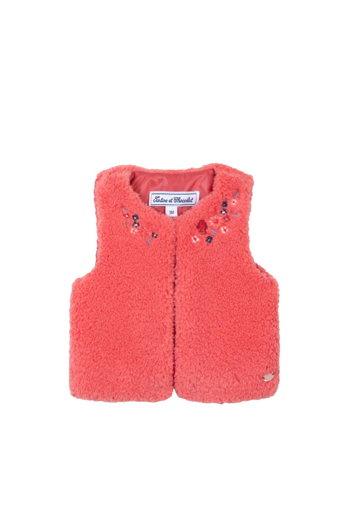 Gilet à fourrure Preppy hivernal - Corail