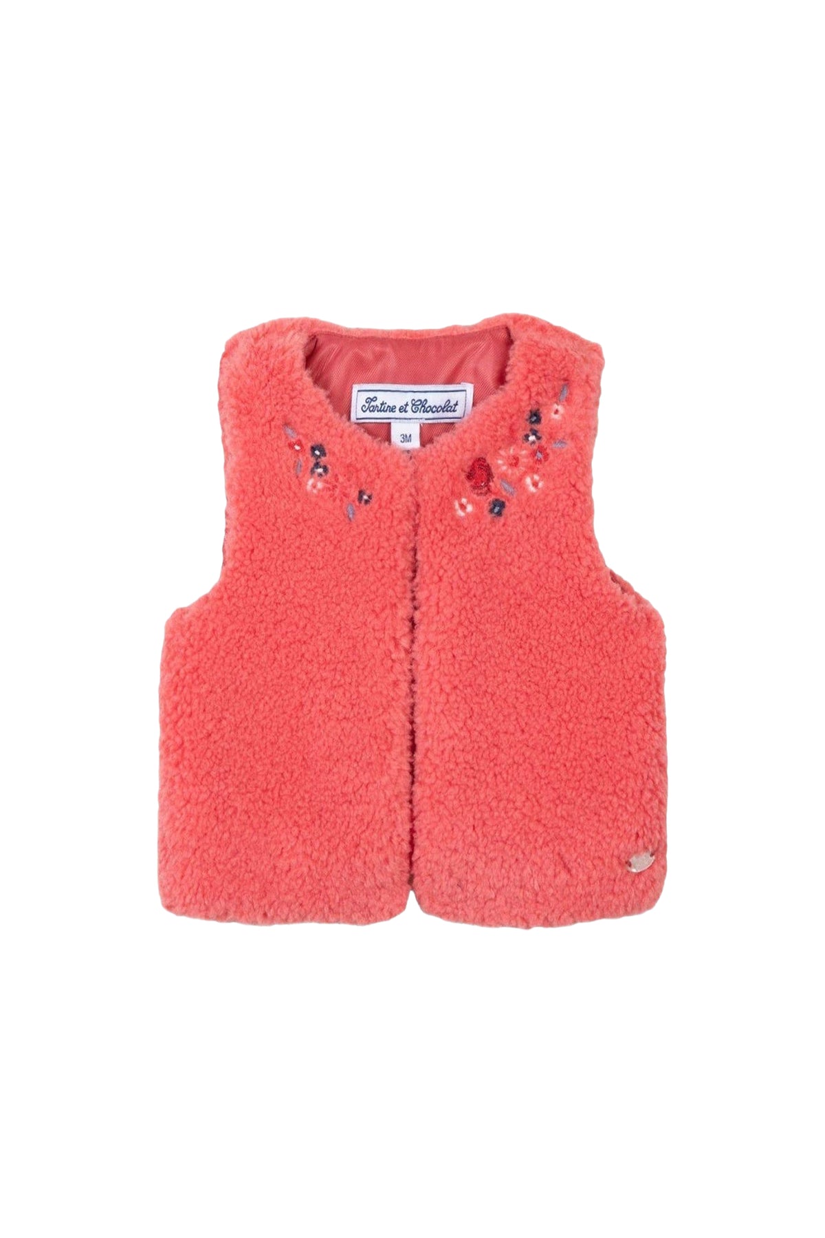 Gilet à fourrure preppy hivernal - Corail