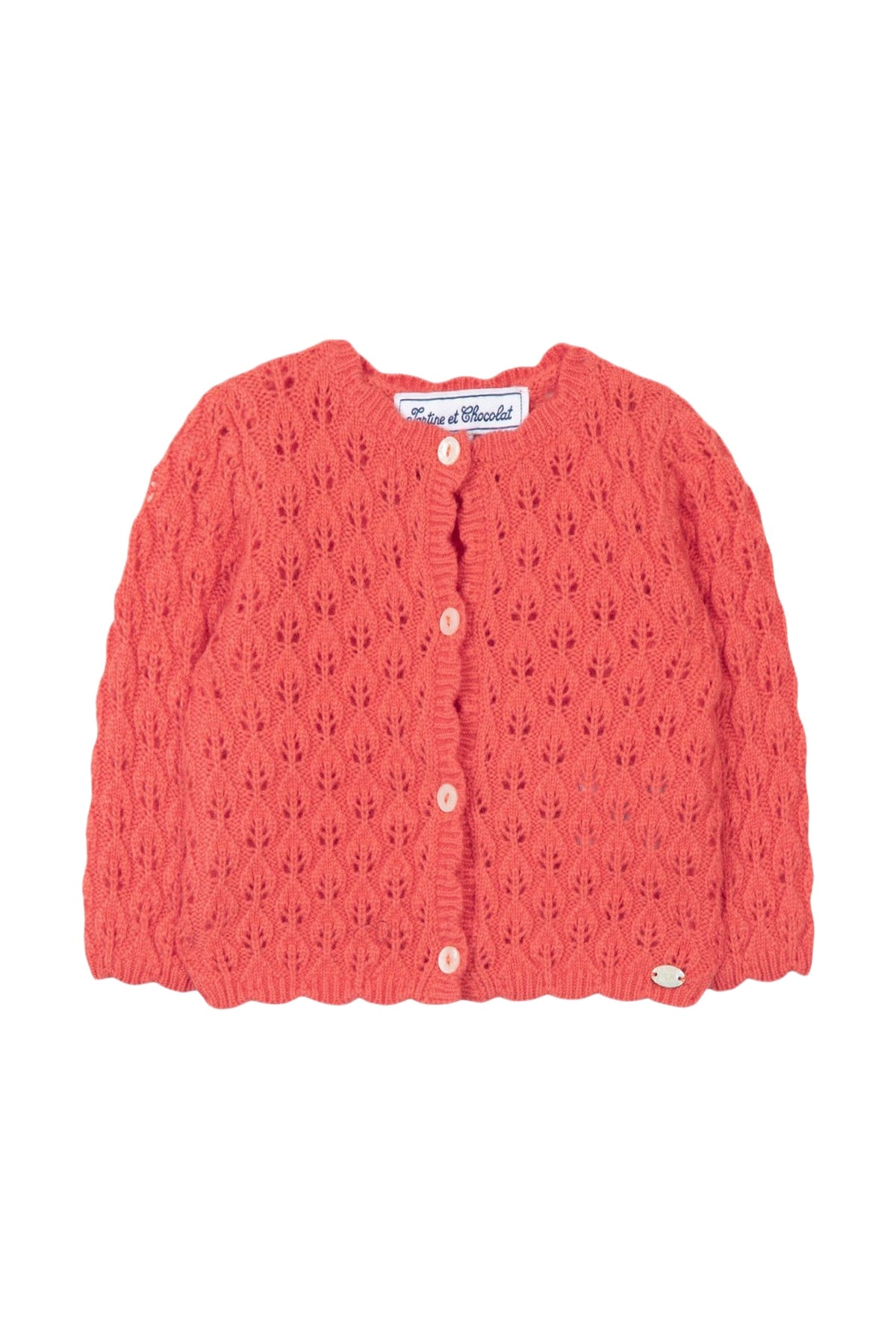 Cardigan Jardin d'hiver en laine et cachemire - Corail