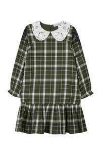 Robe Jardin d'hiver à col claudine - Kaki
