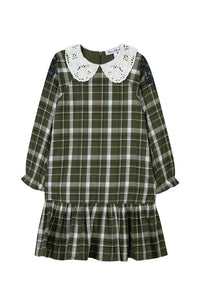 Robe Jardin d'hiver à col claudine - Kaki