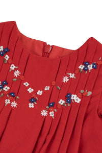 Rouge / Robe Cérémonie Coupe Plissée - Rouge
