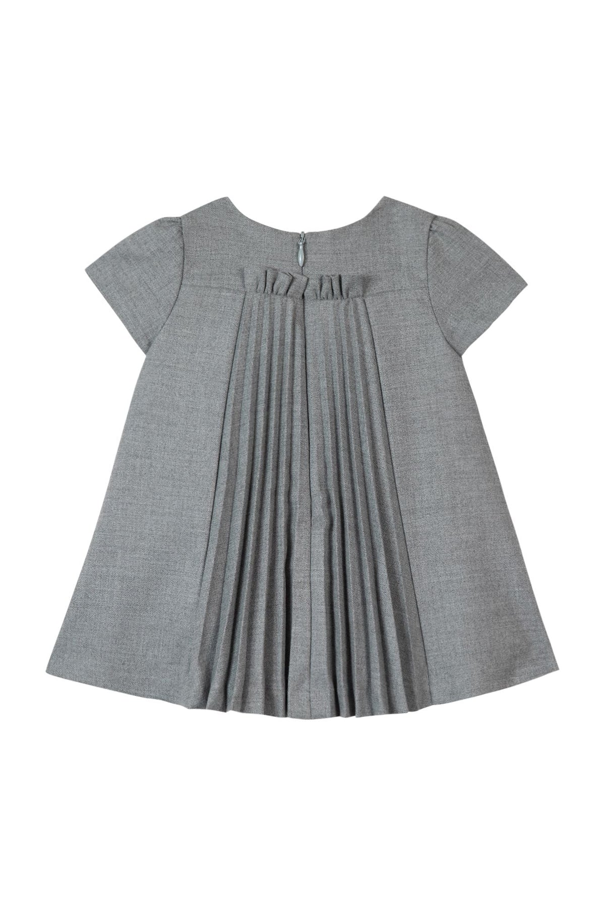 Gris Moyen Chiné / Robe Bouquet Romantique Plissée - Gris Moyen Chiné