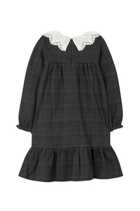 Anthracite / Robe Jardin D'Hiver À Col Claudine Brodé - Anthracite