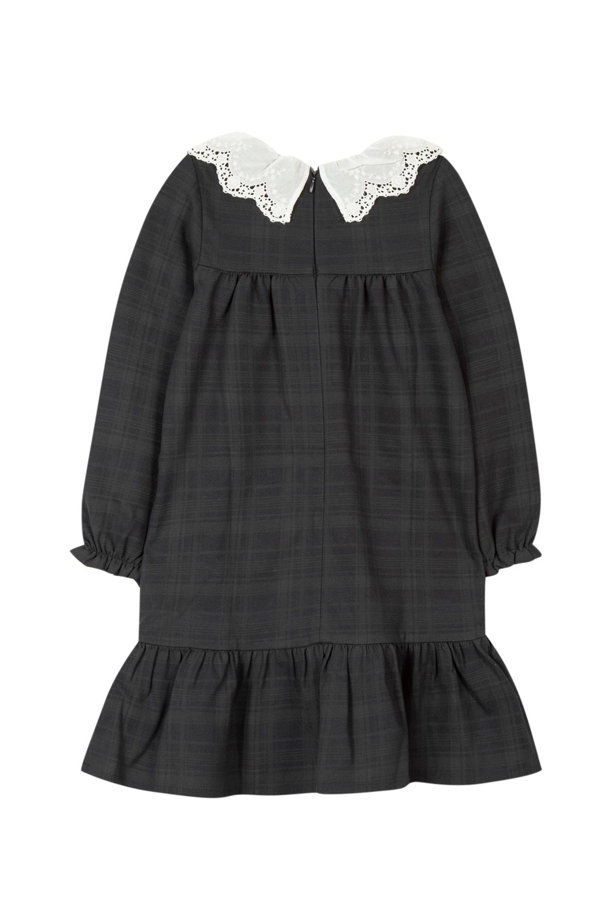 Anthracite / Robe Jardin D'Hiver À Col Claudine Brodé - Anthracite